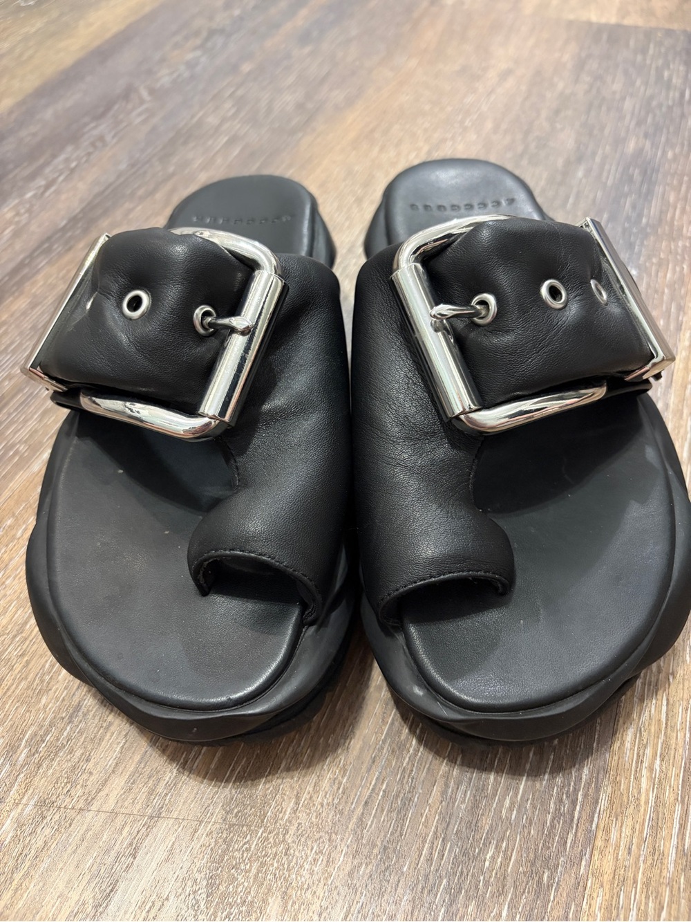 4CCCCEES - Mellow Glow Pure Black Goth Alt Chunky Platform Black Sandals - Picture 2 of 13